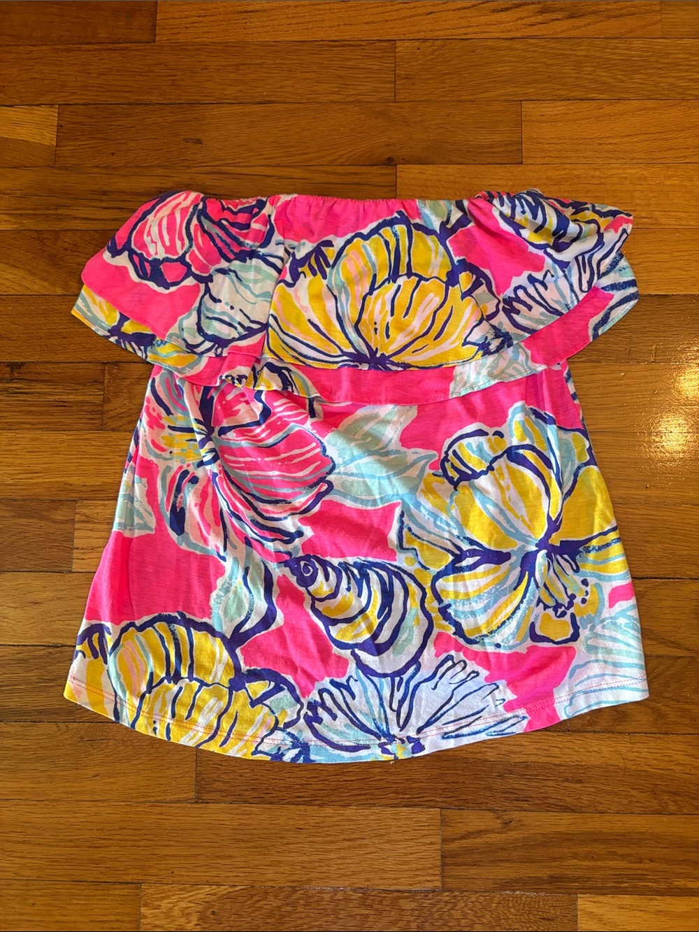 Women’s Lilly Pulitzer Rilo Ruffle Tube Top in Hot Pink - GUC, size XS